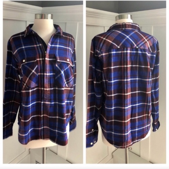 J. Crew Tops - JCrew Half ZIP Flannel